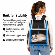 Ventilated Cat Backpack Carrier with Safety Leash