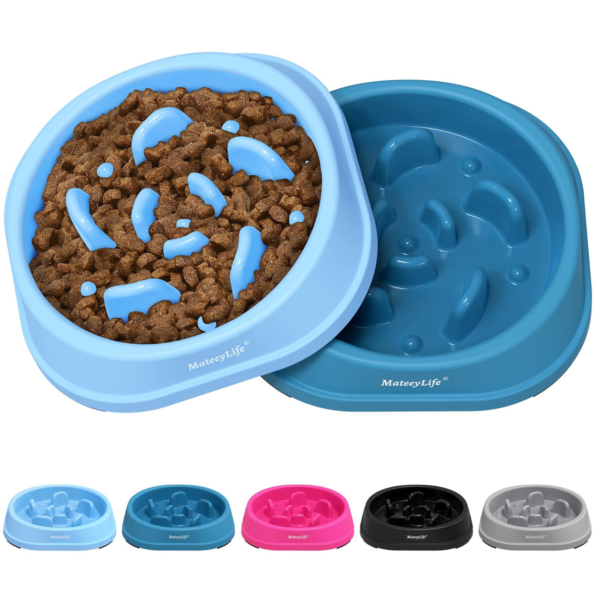 MateeyLife Slow Feeder Dog Bowls 2PCS, Anti-Choking Puzzle Dog Food Bowls, Anti-Slip Interactive Feeding Slow Down Eating, Bloat Stop Maze Dishes for All Breeds Pets