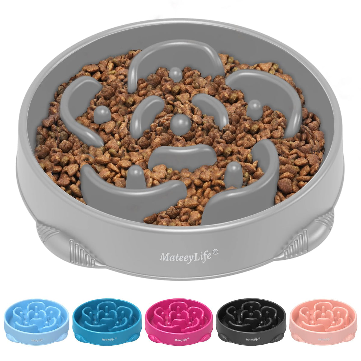 MateeyLife Slow Feeder Dog Bowls 2PCS, Anti-Choking Puzzle Dog Food Bowls, Anti-Slip Interactive Feeding Slow Down Eating, Bloat Stop Maze Dishes for All Breeds Pets