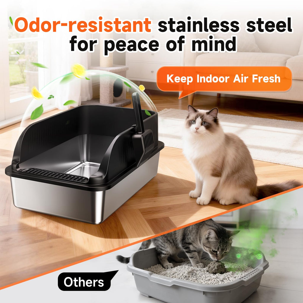 H3 Light Grey Stainless Steel Litter Box