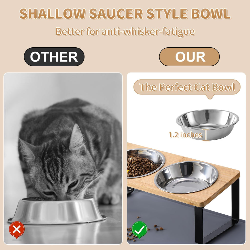 Summark Upgraded Elevated Raised Cat Bowls with Food Mat