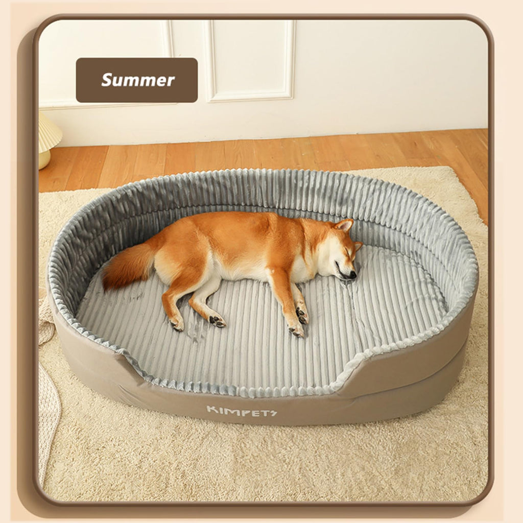 EAGLCQA Waterproof Large Dog Bed with Side Medium Dog Bed Washable - Soft Pet Bed Mat for Dogs (Grey Small 23)