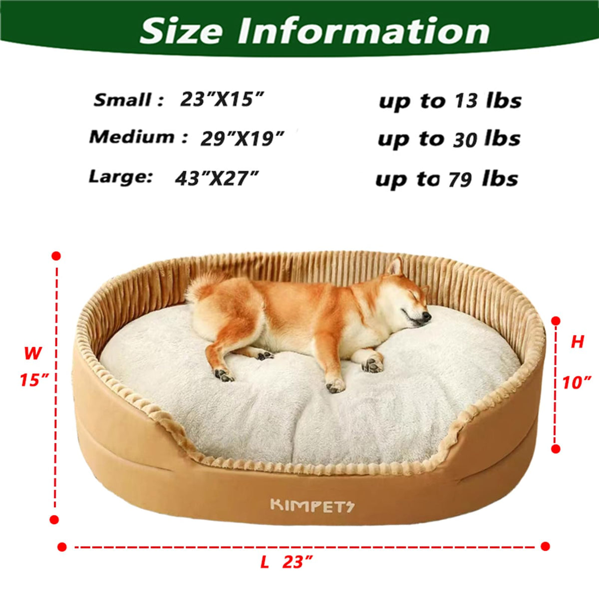 EAGLCQA Waterproof Large Dog Bed with Side Medium Dog Bed Washable - Soft Pet Bed Mat for Dogs (Grey Small 23)