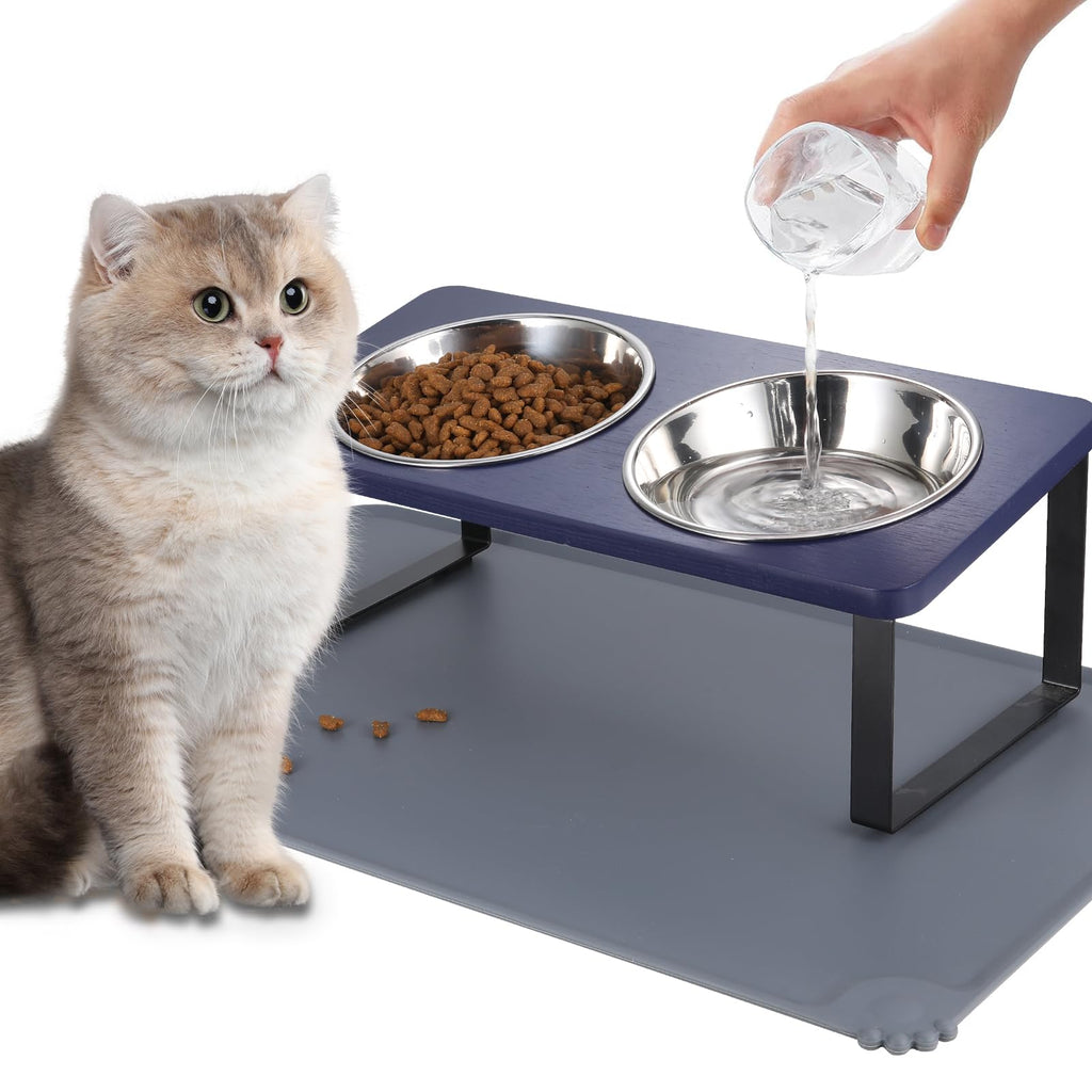 Summark Upgraded Elevated Raised Cat Bowls with Food Mat