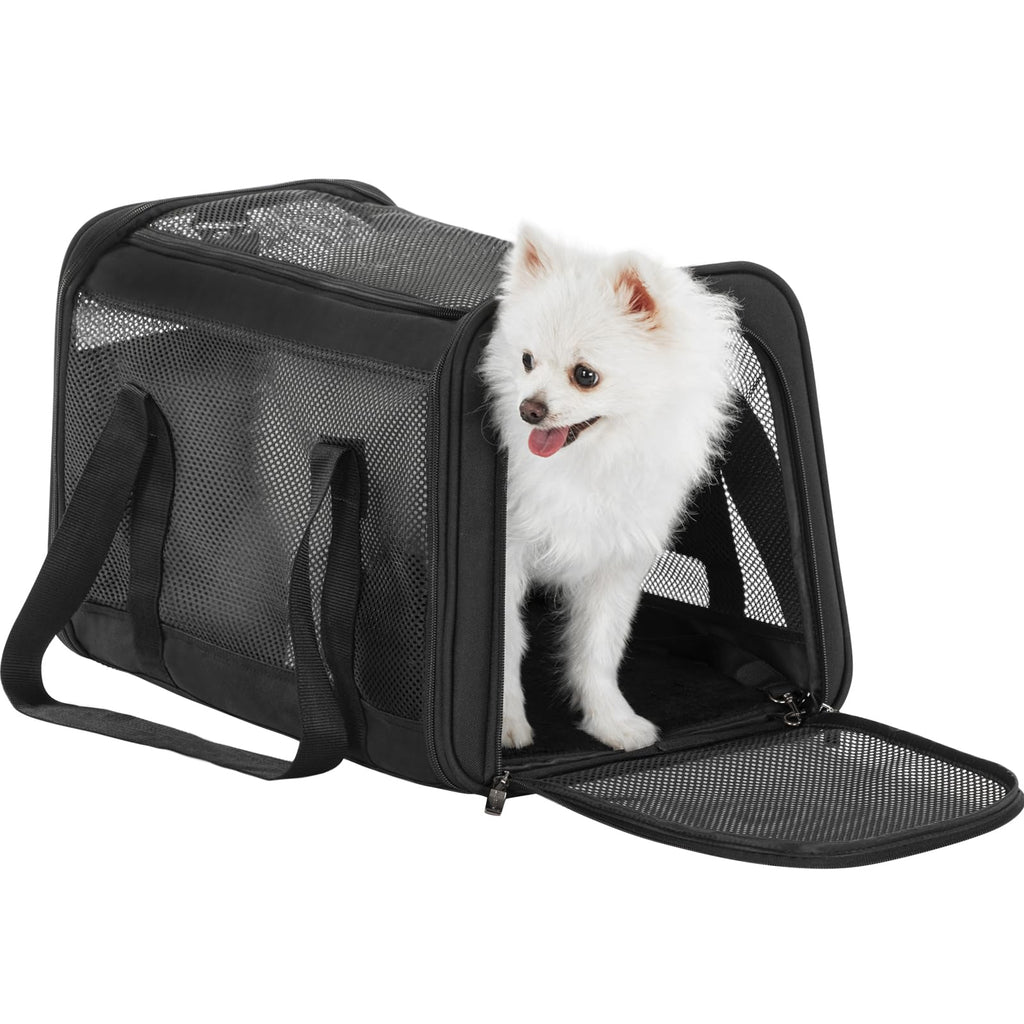 Petsfit 18 X 11 X 11 Airline Approved & Cat Car Carrier, with Patent Safety Buckles & Lockable Zippers Preventing Escapes, Breathable Mesh & Padded Mat — Portable, Stress-Free Travel Carrier