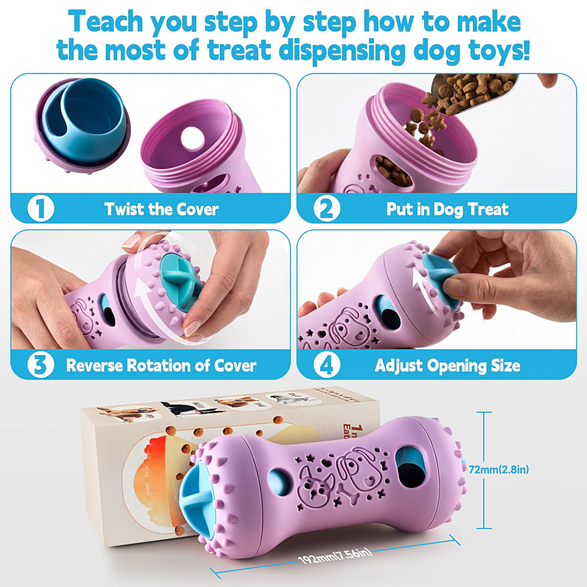 PETSTA Dog Puzzle Toys, Treat Dispensing Dog Enrichment Toys for IQ Training and Brain Stimulation, Interactive Mentally Stimulating Toys as Gifts for Puppies, Cats, Dogs