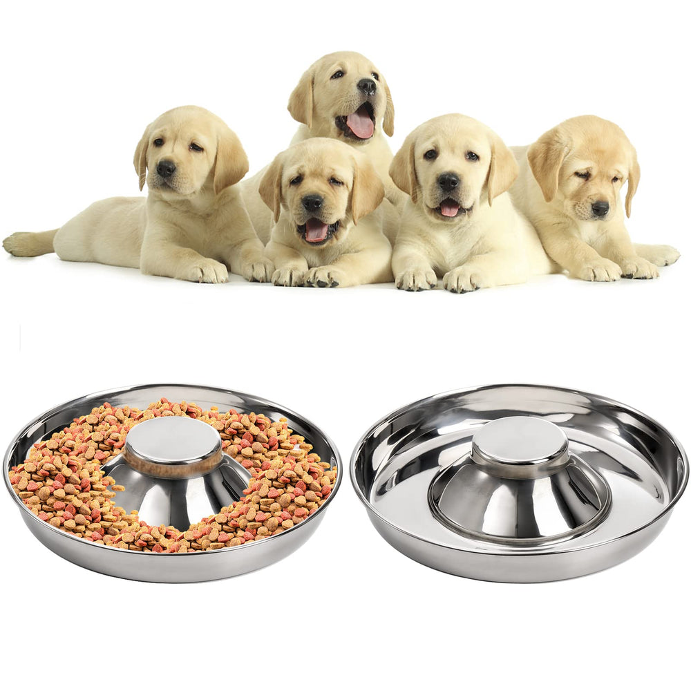 SOUJOY 2-Pack Stainless Steel Slow Feeder Pet Bowls