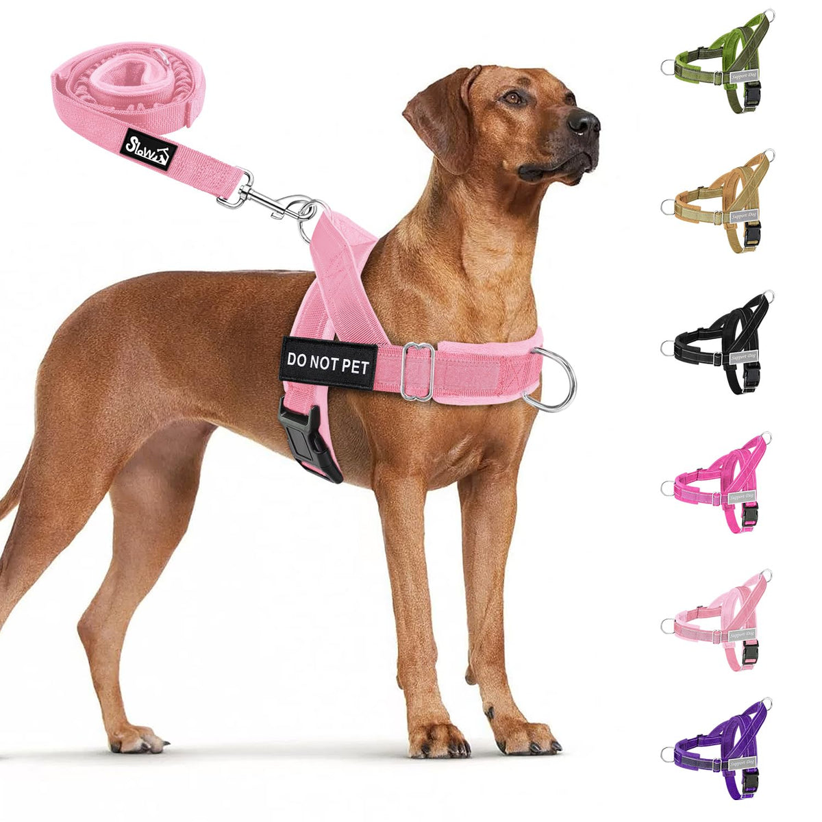 SlowTon No Pull Dog Harness and Leash Set - Heavy Duty, Soft Padded
