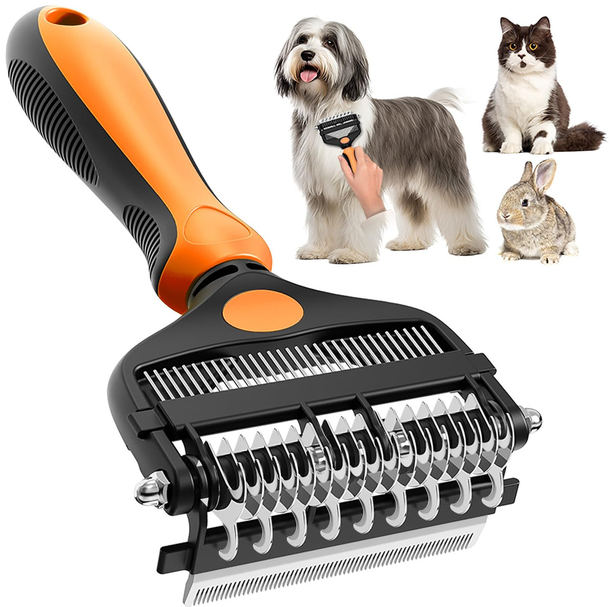 AXEFUN 3-in-1 Professional Pet Grooming Brush for Dogs & Cats – Dematting Comb, Undercoat Rake & Deshedding Tool for Long & Short Hair, Heavy Shedding & Matted Fur
