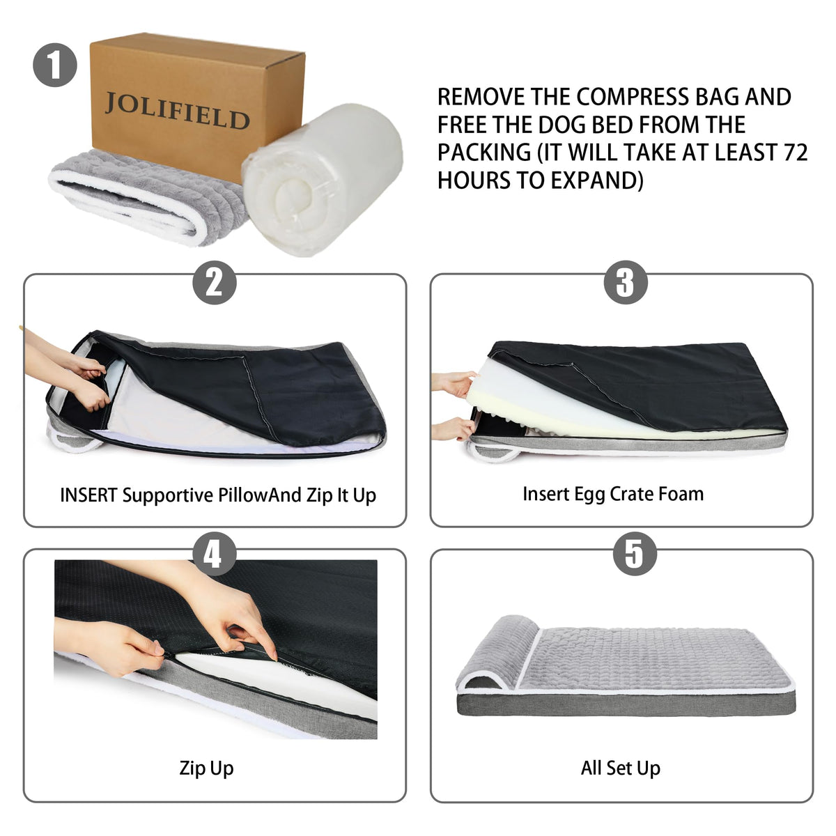 Jolifield Orthopedic Large Dog Bed Pillow Pet Sofa Bed