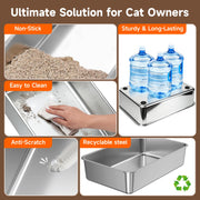 H3 Light Grey Stainless Steel Cat Litter Box for Home Use