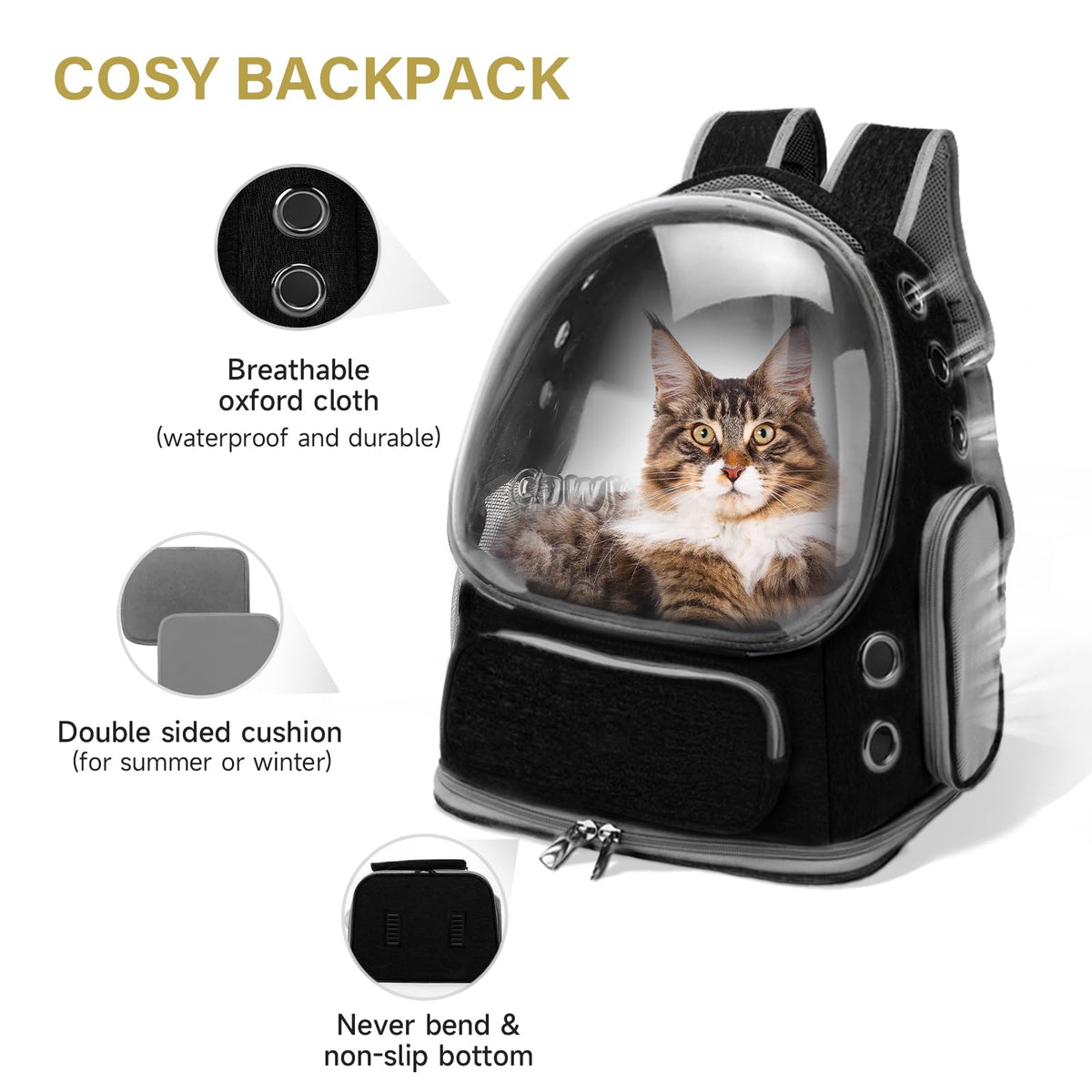 Cawypety Foldable Bubble Pet Backpack for Cats & Small Dogs