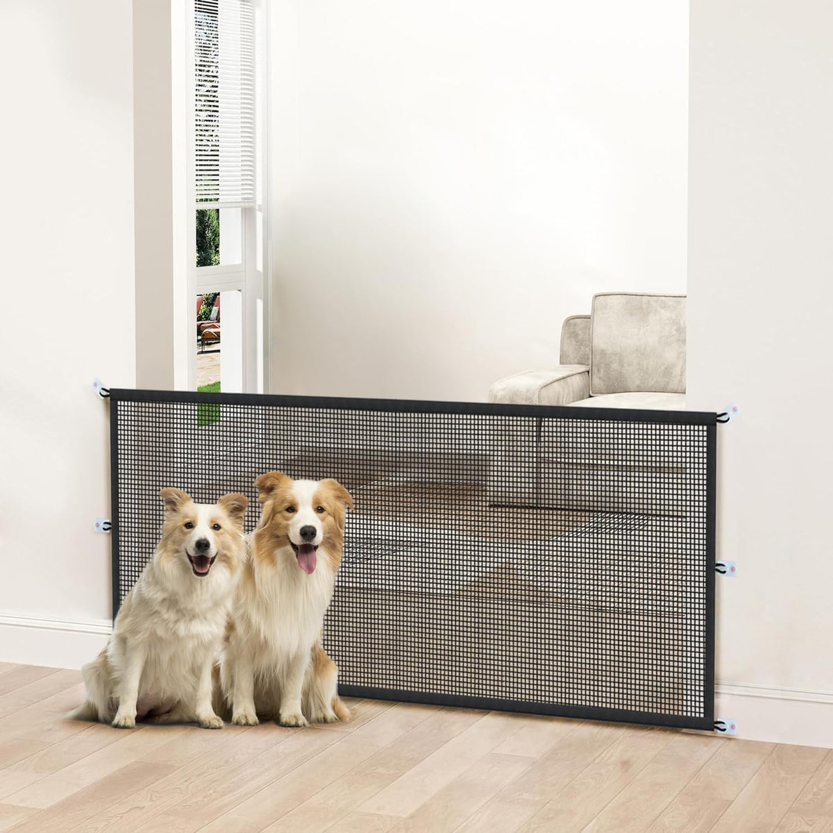 Dog Gate for Stairs Pet Gates for The House: Dogs Screen Mesh Gate for Doorways Stairways Indoor Safety