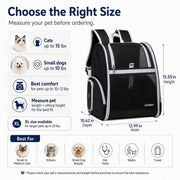 Ventilated Cat Backpack Carrier with Safety Leash