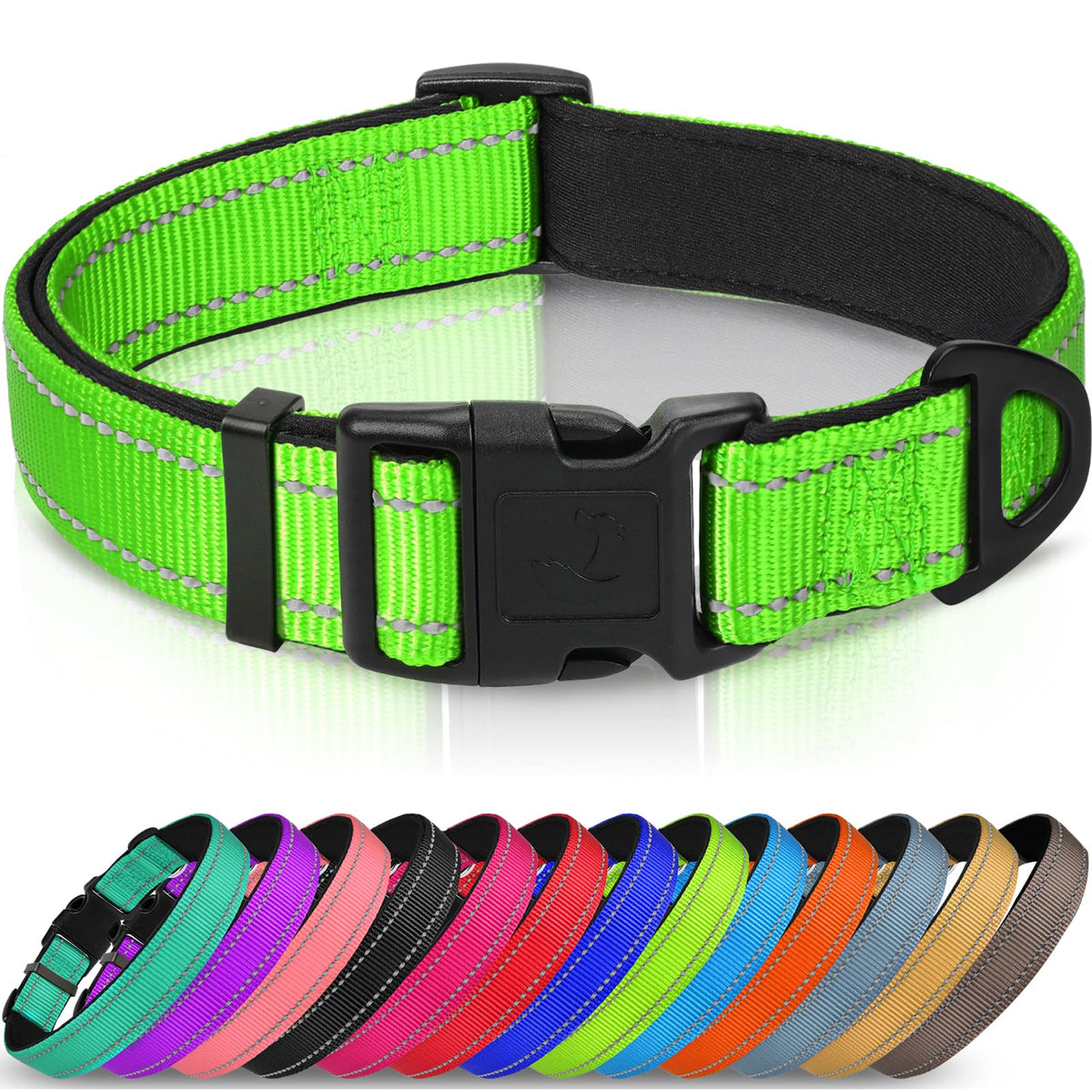 Joytale Reflective Dog Collar, Adjustable Neoprene Padded