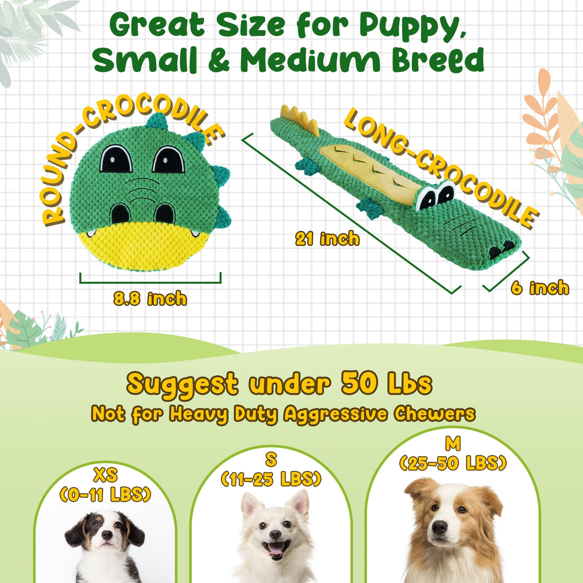 XIUGOAL Interactive Dog Toys for Chewers, No Stuffing Dog Toys for Boredom and Teething, Squeaky Chew Toy for Small, Medium Breed to Keep Them Busy