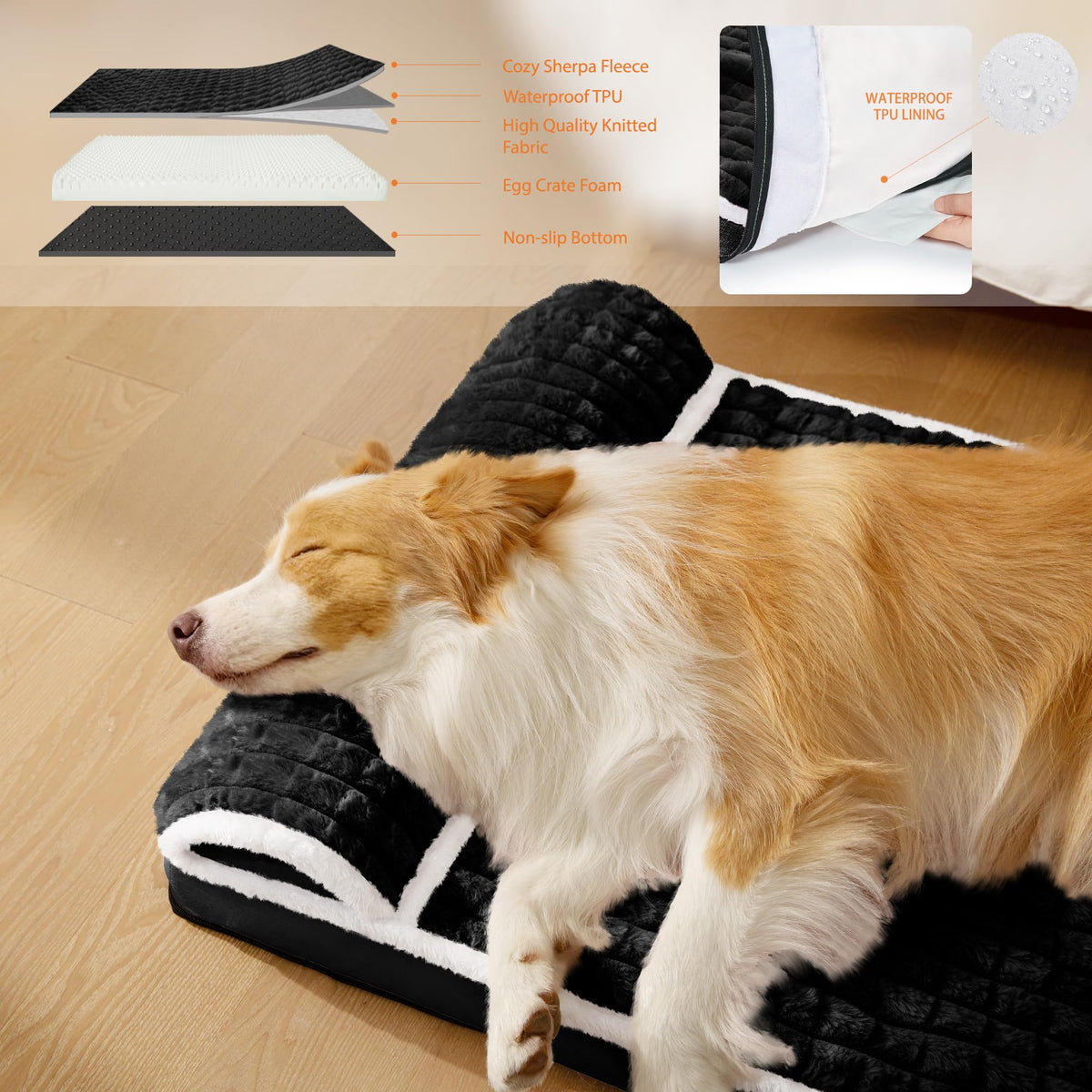Jolifield Orthopedic Large Dog Bed Pillow Pet Sofa Bed