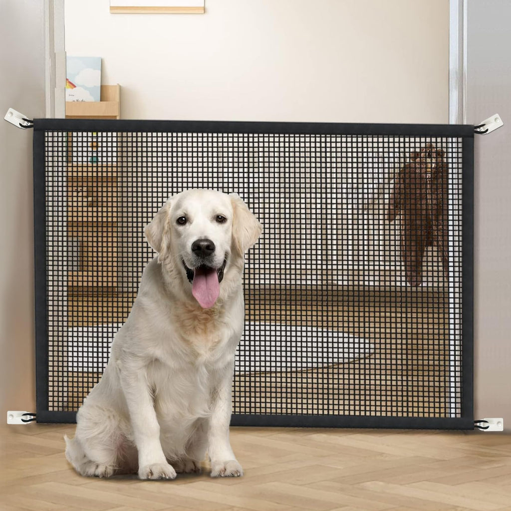 Dog Gate for Stairs Pet Gates for The House: Dogs Screen Mesh Gate for Doorways Stairways Indoor Safety