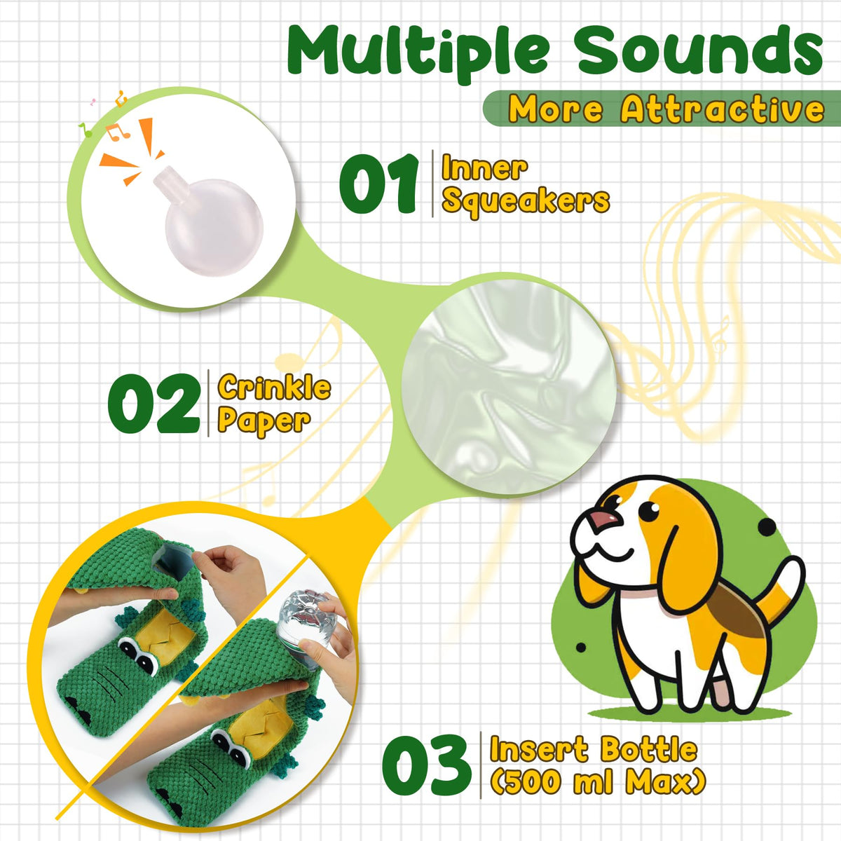 XIUGOAL Interactive Dog Toys for Chewers, No Stuffing Dog Toys for Boredom and Teething, Squeaky Chew Toy for Small, Medium Breed to Keep Them Busy