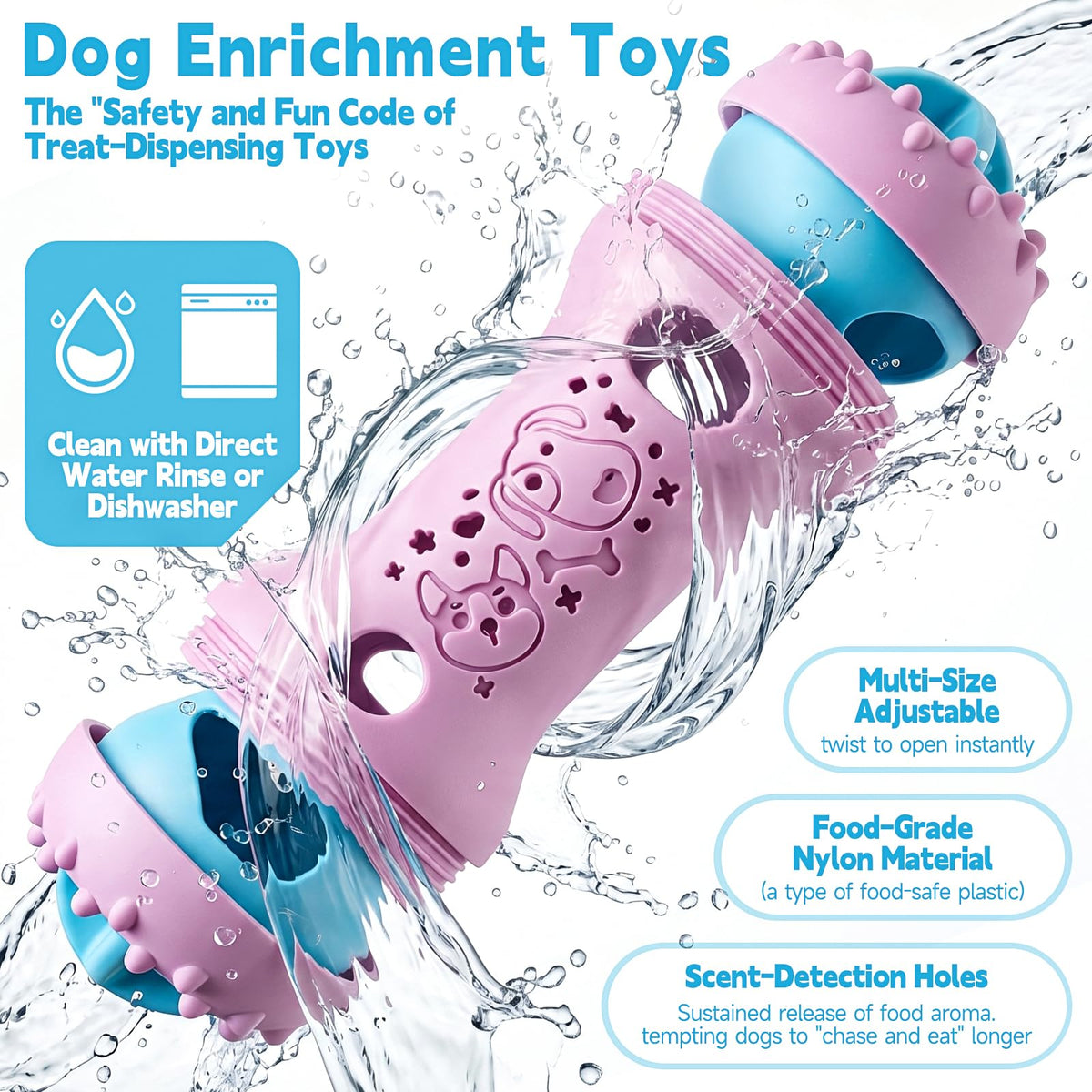 PETSTA Dog Puzzle Toys, Treat Dispensing Dog Enrichment Toys for IQ Training and Brain Stimulation, Interactive Mentally Stimulating Toys as Gifts for Puppies, Cats, Dogs