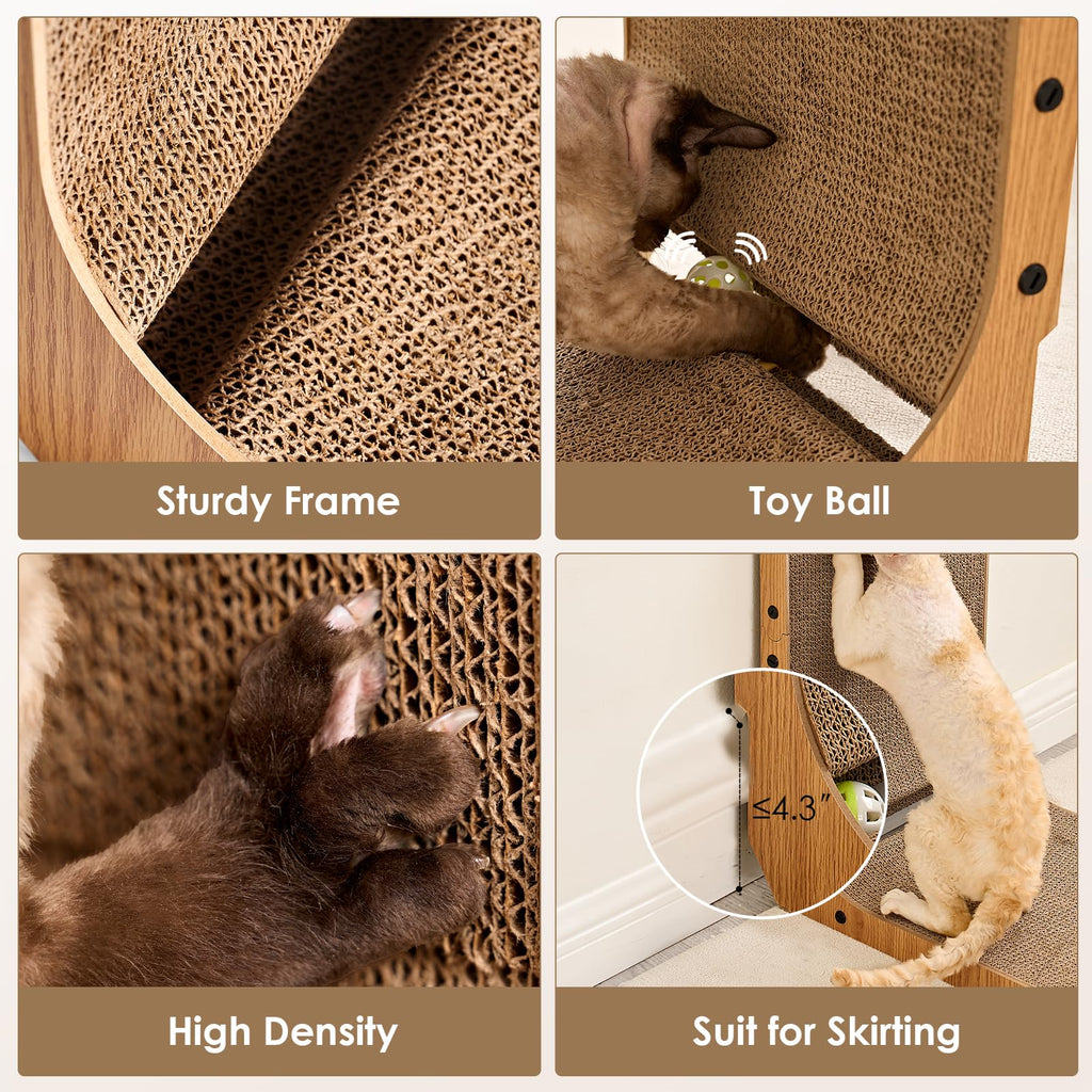 EHEYCIGA Cardboard Cat Scratcher for Indoor Kitten Cats, L Shaped Vertical Cat Scratching Board with Ball Cat Toy, Cat Scratcher Pad