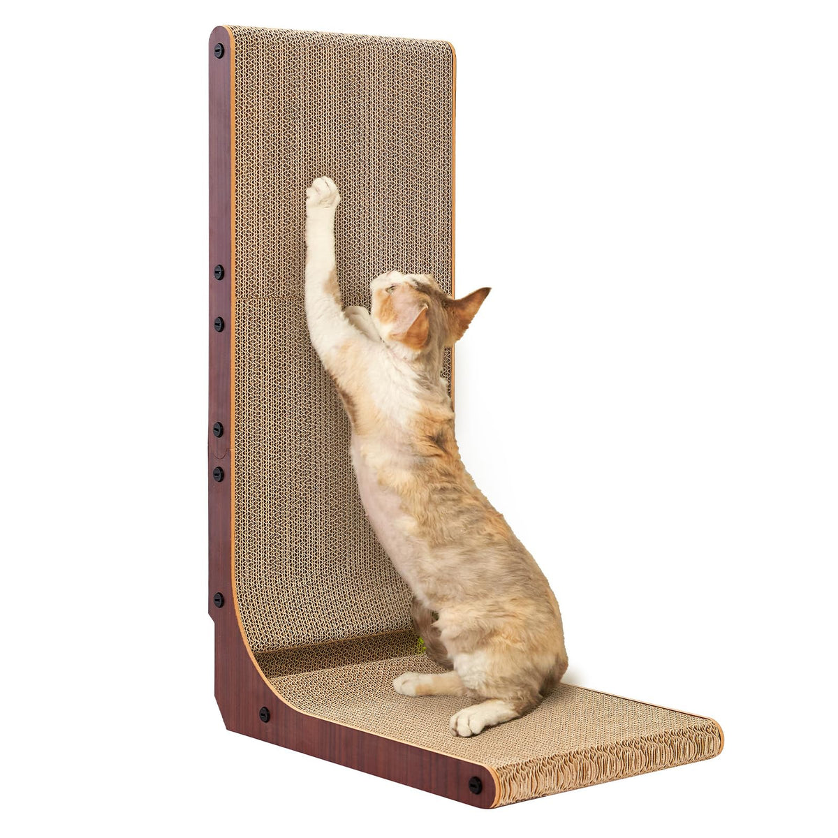 EHEYCIGA Cardboard Cat Scratcher for Indoor Kitten Cats, L Shaped Vertical Cat Scratching Board with Ball Cat Toy, Cat Scratcher Pad