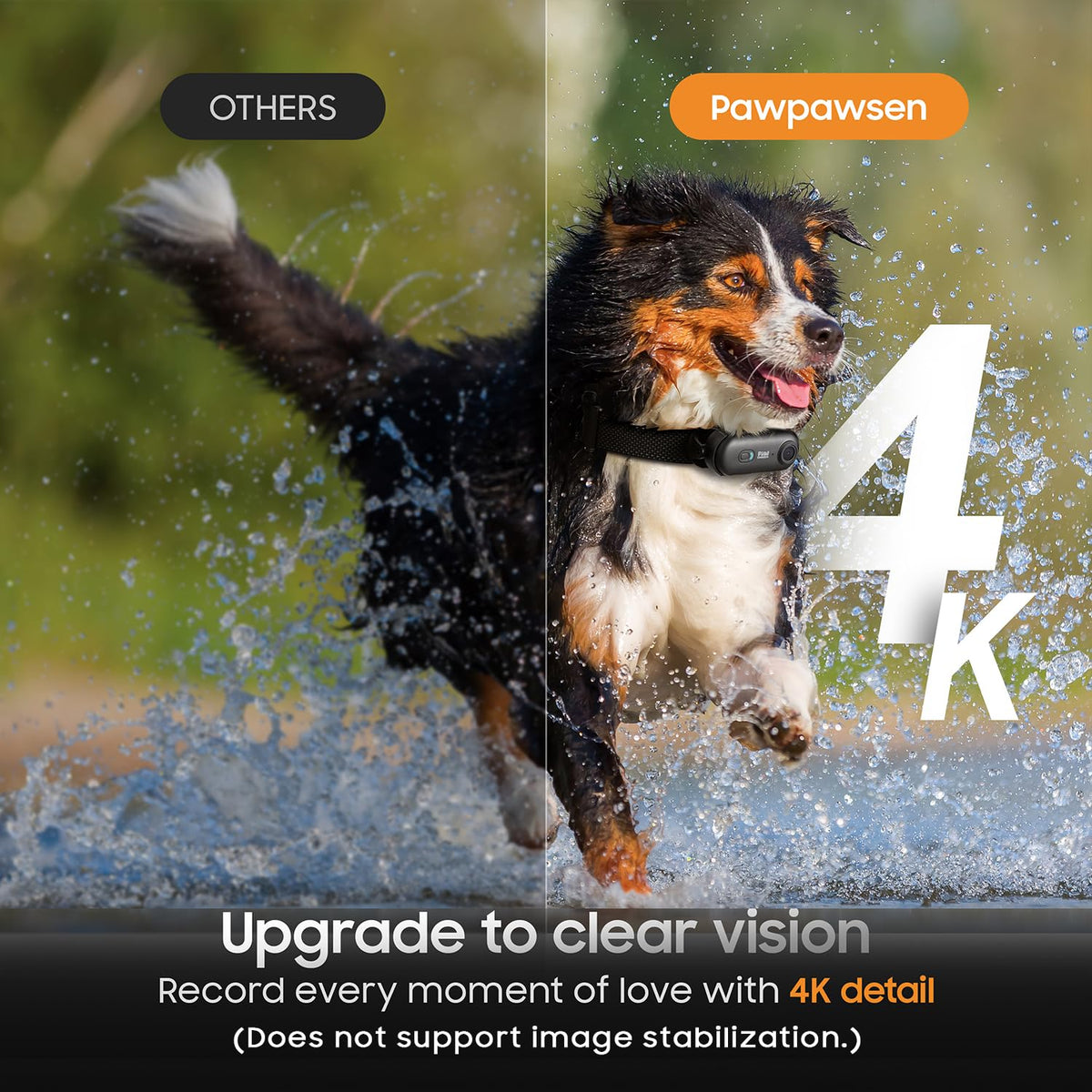 PAWPAWSEN 4K Pet Camera Collar – Mini Action Camera for Pets with Video Recording, Wireless Body Cam for Pet Supplies, Outdoor/Indoor Gift for Cats and Dogs