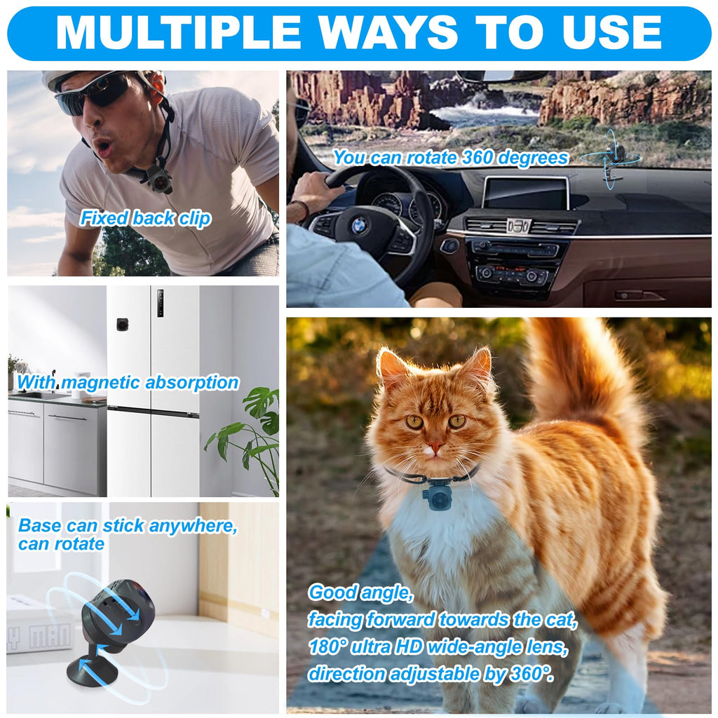 Pet Collar Camera & Cat Collar Camera with 64gb Sd Card,Spy Camera Hidden Camera ,Dog Tracker Collar,Motion Detection Records 1080p Video & Infrared Night Vision Functionality for Indoor/Outdoor.