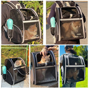 Ventilated Cat Backpack Carrier with Safety Leash