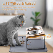 Summark Elevated Raised Cat Bowls with Food Mat