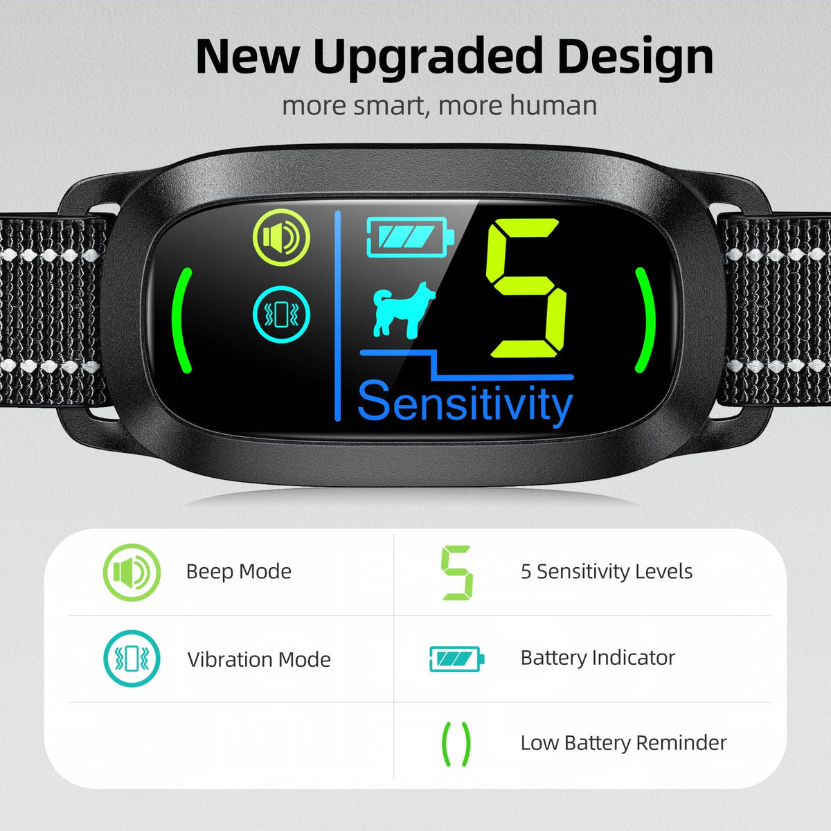 FAFAFROG Dog Bark Collar, Rechargeable Smart Collar, Anti Barking Training Collar with 5 Adjustable Sensitivity Beep Vibration, Bark Collar for Large Medium Small Dogs