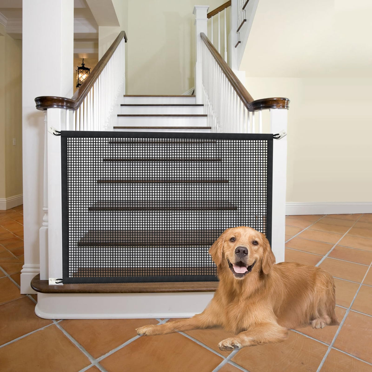 Dog Gate for Stairs Pet Gates for The House: Dogs Screen Mesh Gate for Doorways Stairways Indoor Safety
