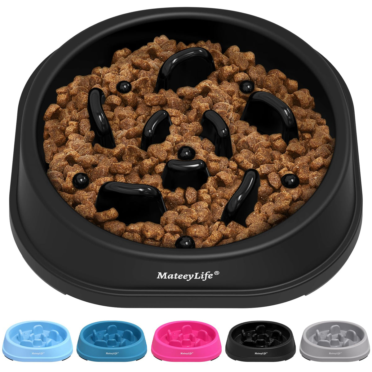 MateeyLife Slow Feeder Dog Bowls 2PCS, Anti-Choking Puzzle Dog Food Bowls, Anti-Slip Interactive Feeding Slow Down Eating, Bloat Stop Maze Dishes for All Breeds Pets