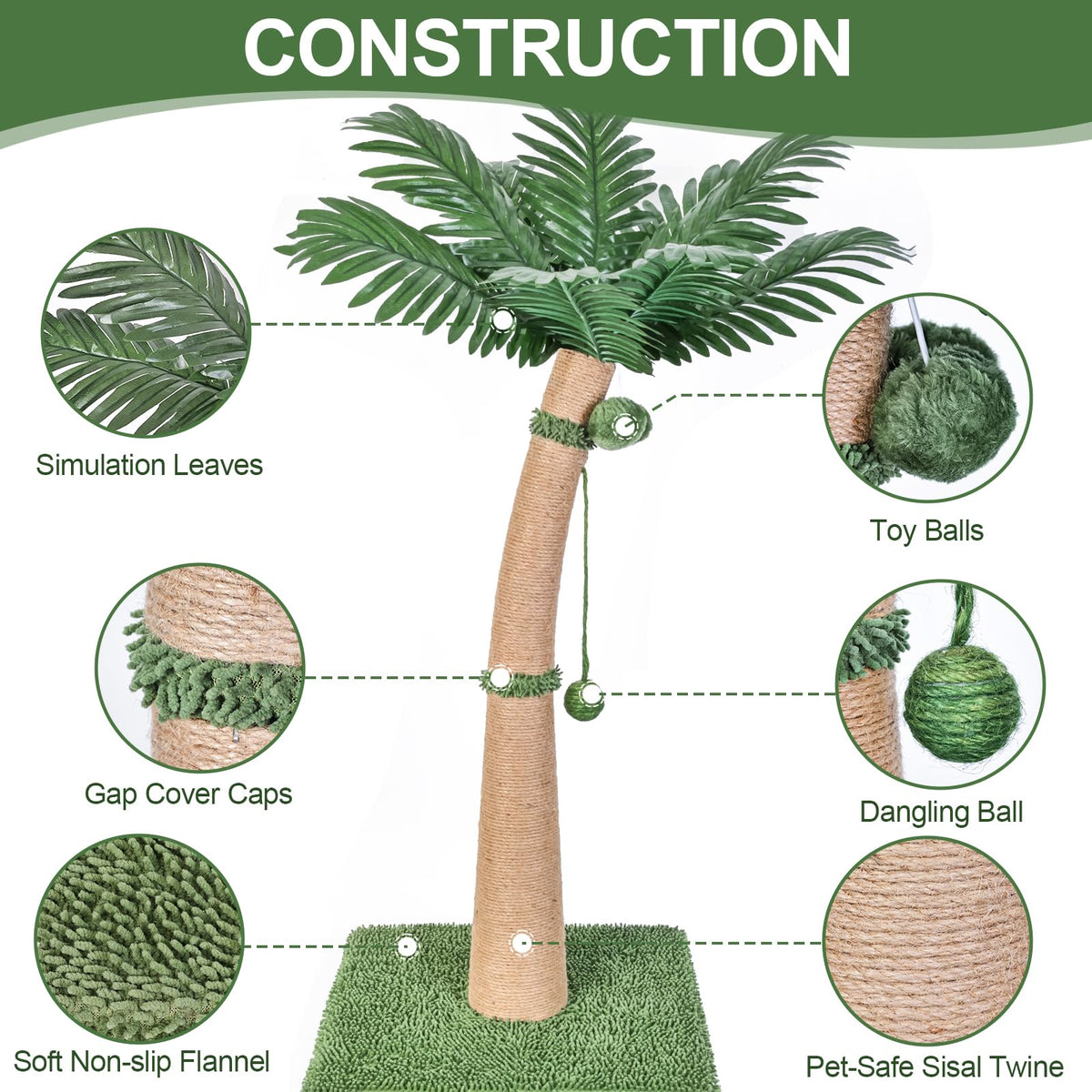 Furlogy Combinable Cat Scratching Post Cat Scratcher for Indoor Cats and Outdoor