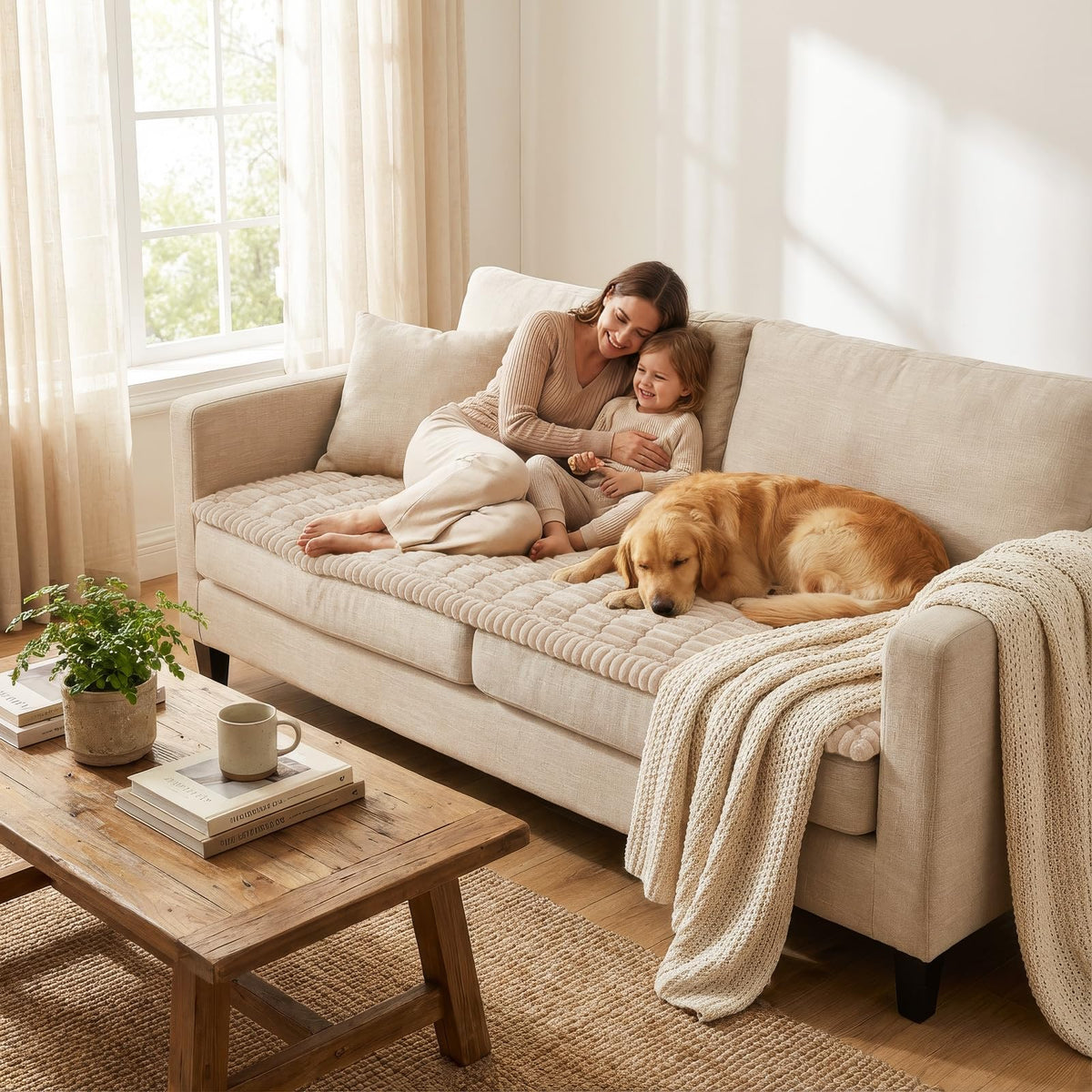 Smiry Couch Cover for Dogs, Non Slip Washable Sofa Protector for Pets, Soft Furniture Cover for Pet, Stylish Sofa Covers, Cozy Protect Against Fur, Dirt & Everyday Messes