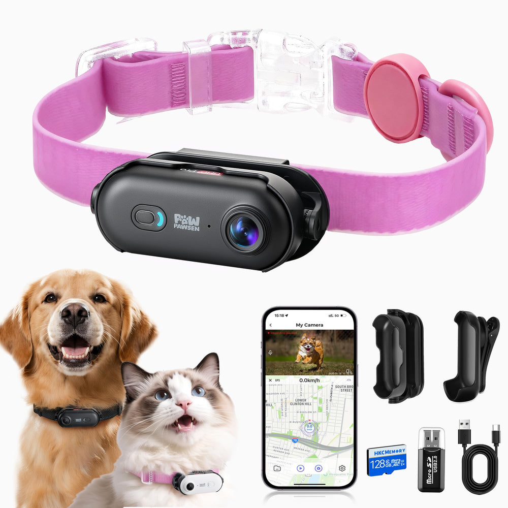 PAWPAWSEN 4K Pet Collar Camera for Cats & Dogs