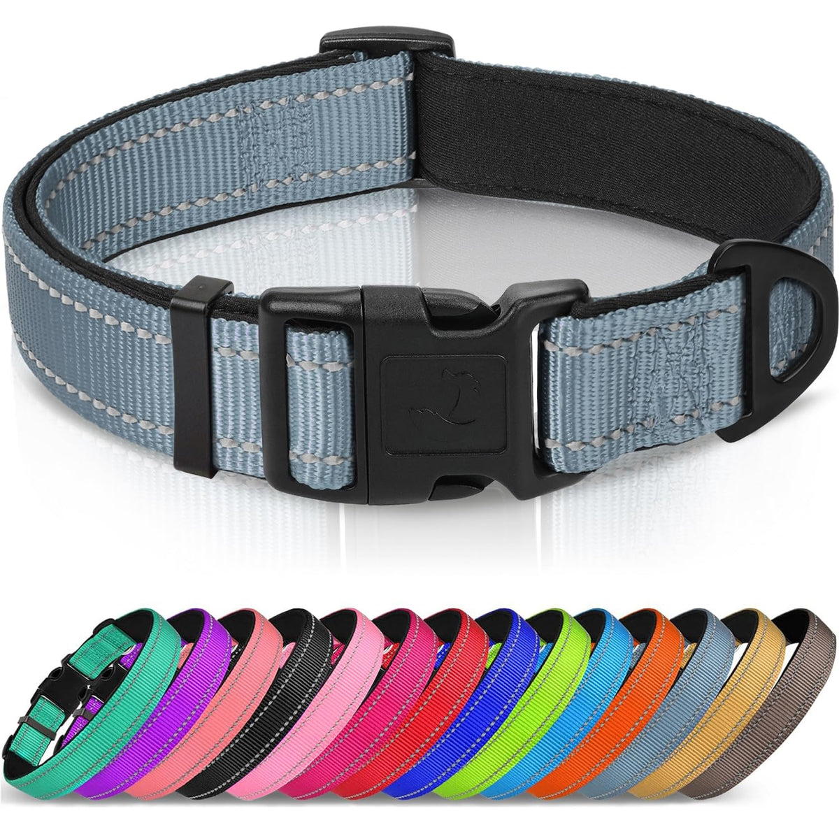 Joytale Reflective Dog Collar, Adjustable Neoprene Padded