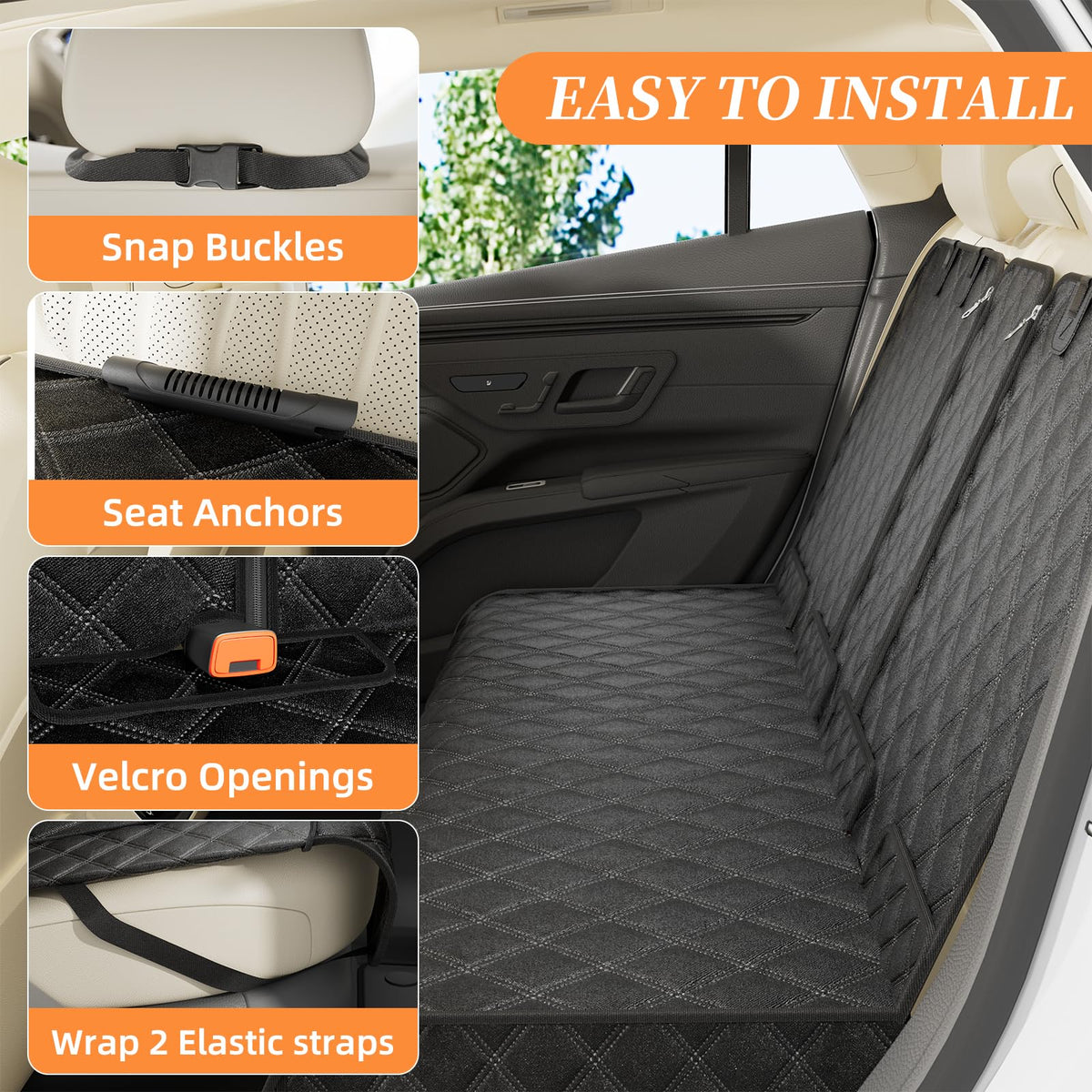 Simple Trending Dog Car Seat Cover, Back Seat Pet Bed Mat Protector Waterproof Bench Car Seat Cover, Nonslip Pet Car Bed Dog Hammock for Car, SUV, Truck