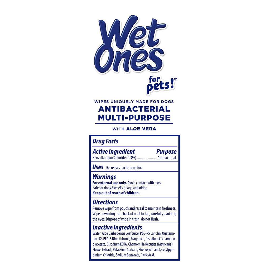 Wet Ones for Pets Antibacterial Dog Wipes, Tropical Splash, 50 Count, 12-Pk