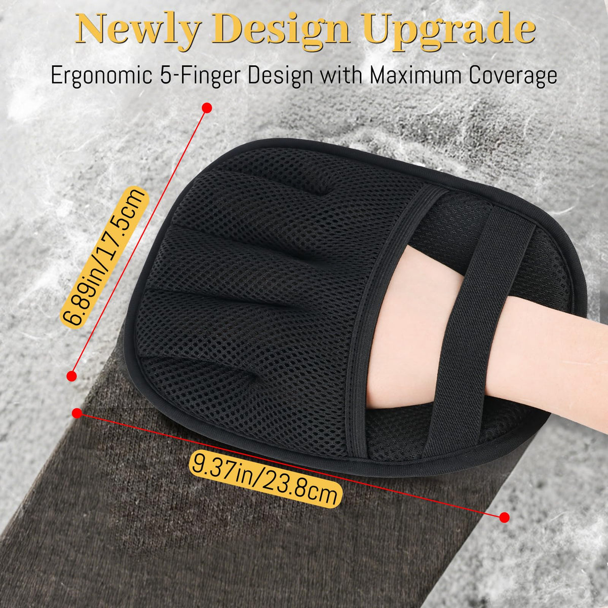 SNWbamood Pet Hair Removal Glove for Cats & Dogs, Upgrade 5-Finger Magic Brush Pet Hair Remover Tool, Electrostatic Reusable Grooming Mitt for Laundry, Couch, Carpet & Car Seat
