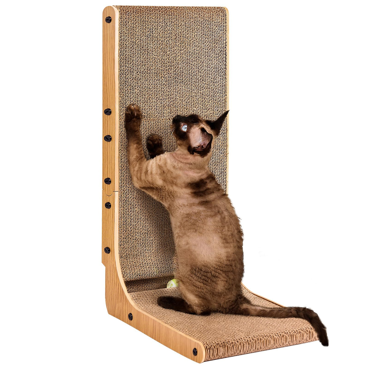 EHEYCIGA Cardboard Cat Scratcher for Indoor Kitten Cats, L Shaped Vertical Cat Scratching Board with Ball Cat Toy, Cat Scratcher Pad
