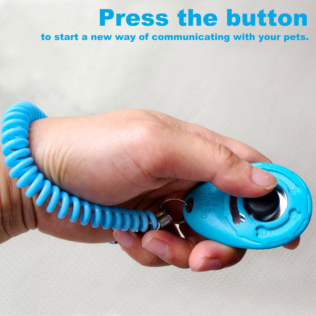 HoAoOo Dog Training Clicker with Sring Wrist and Keyring - Pet Dog Training Clickers for Puppy, Cat, Potty, Bird, Horse, Pet, Trainer Training Tools, Behavior Aids