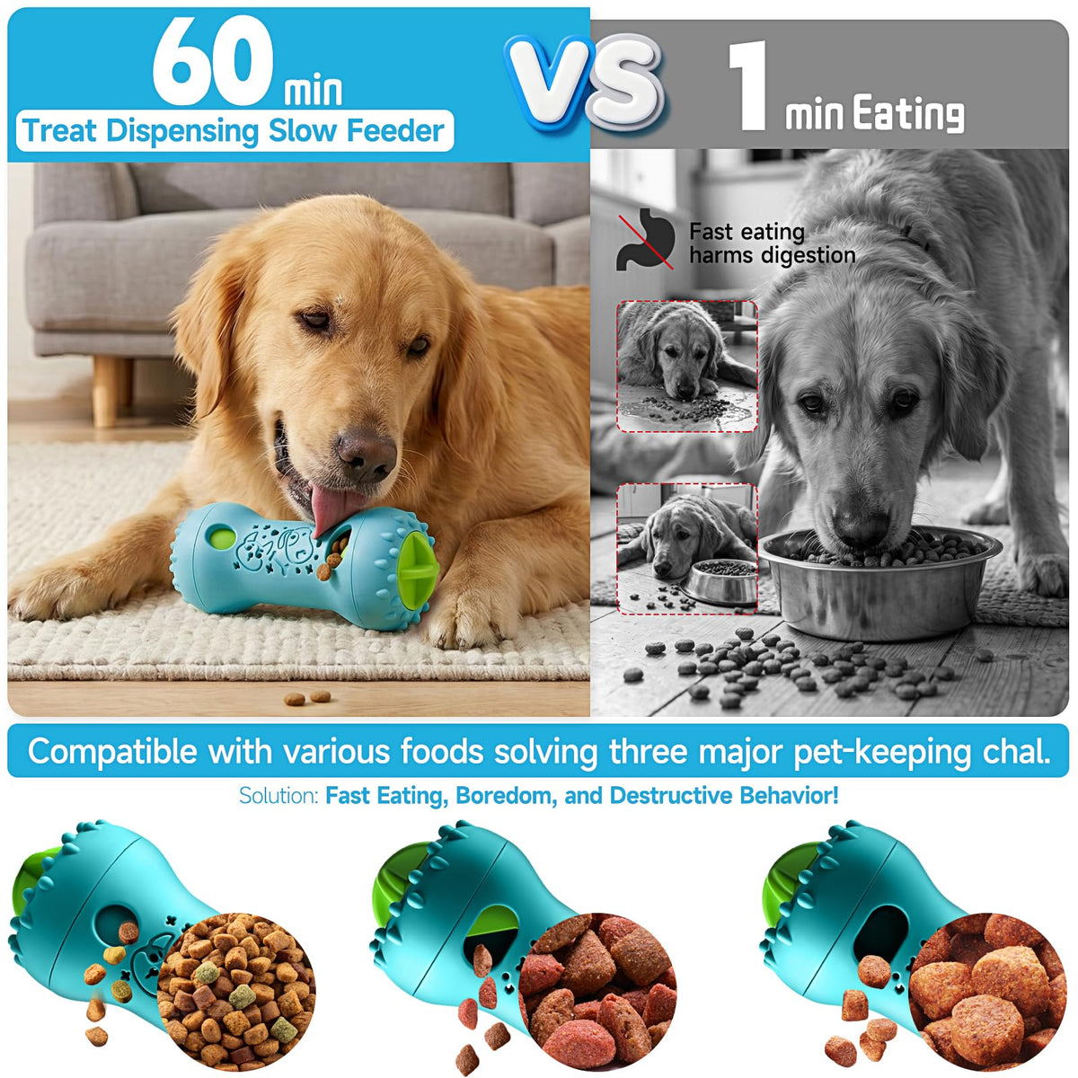 PETSTA Dog Puzzle Toys, Treat Dispensing Dog Enrichment Toys for IQ Training and Brain Stimulation, Interactive Mentally Stimulating Toys as Gifts for Puppies, Cats, Dogs