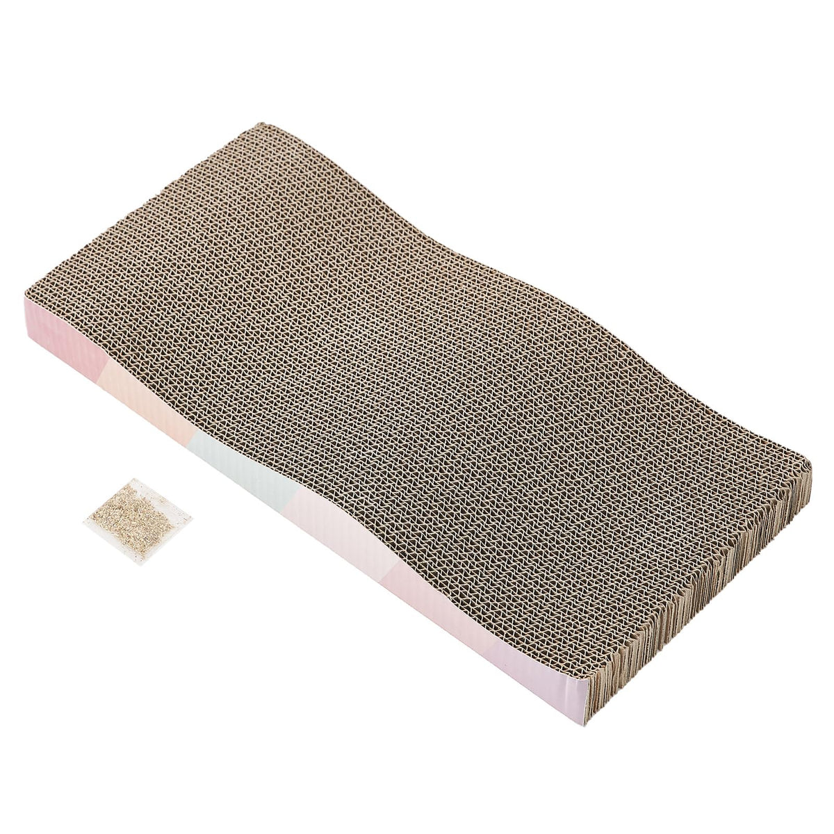 SIDAZON Cat Scratch Pad Cardboard cat scratchers for Indoor Cats Reversible Large Wide Corrugated with Catnip and Mini Toy
