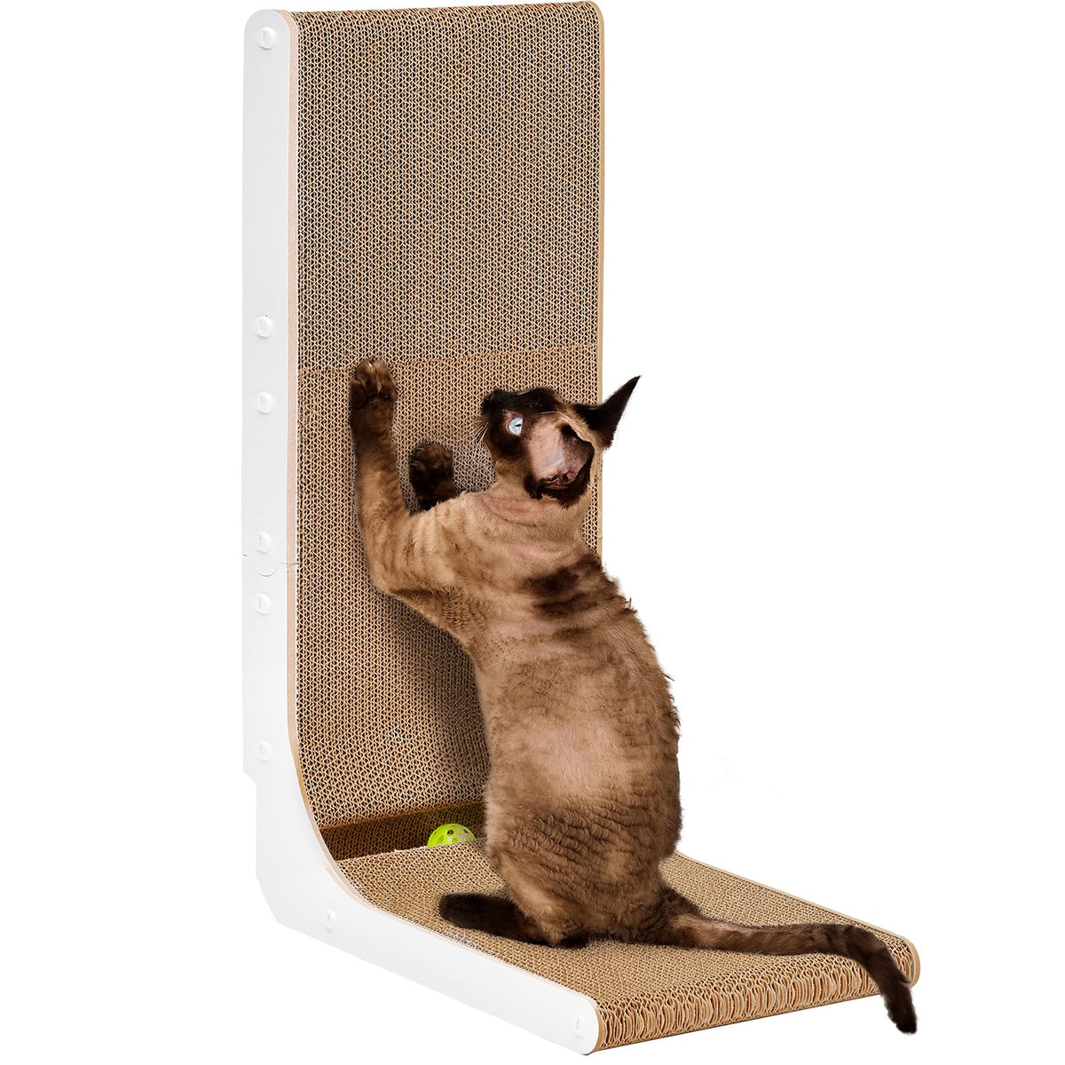 EHEYCIGA Cardboard Cat Scratcher for Indoor Kitten Cats, L Shaped Vertical Cat Scratching Board with Ball Cat Toy, Cat Scratcher Pad
