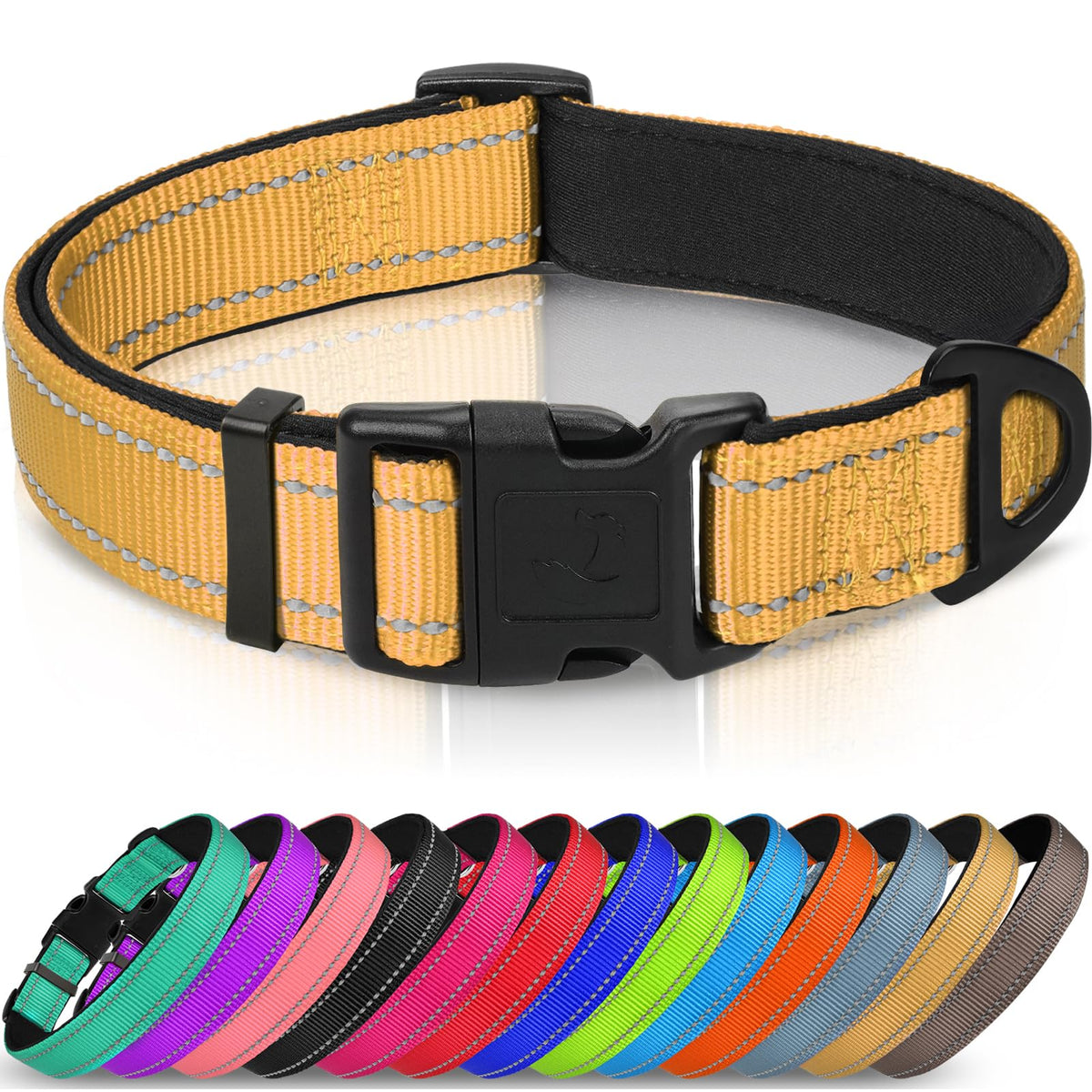 Joytale Reflective Dog Collar, Adjustable Neoprene Padded