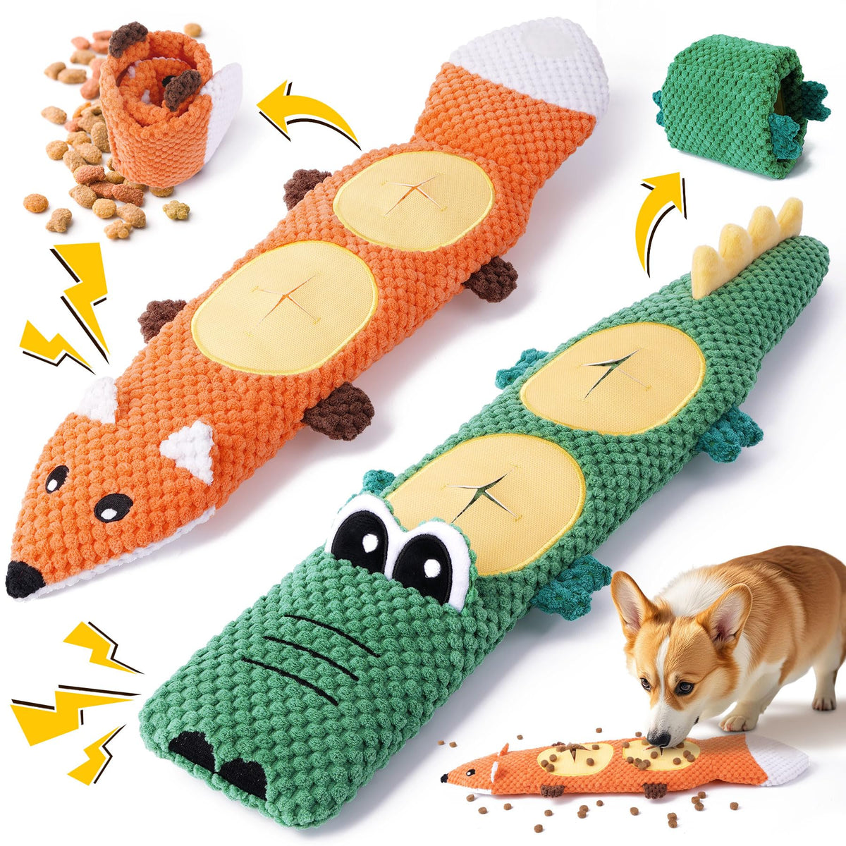 XIUGOAL Interactive Dog Toys for Chewers, No Stuffing Dog Toys for Boredom and Teething, Squeaky Chew Toy for Small, Medium Breed to Keep Them Busy