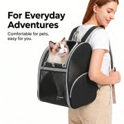 Ventilated Cat Backpack Carrier with Safety Leash
