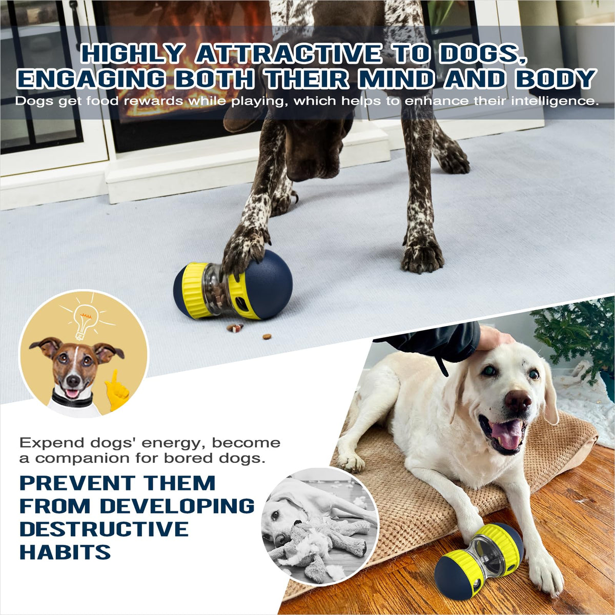 TLKNG Dog Interactive Toys Indestructible Puppy Toy Adjustable Food Dispensing Treat CJQ Father