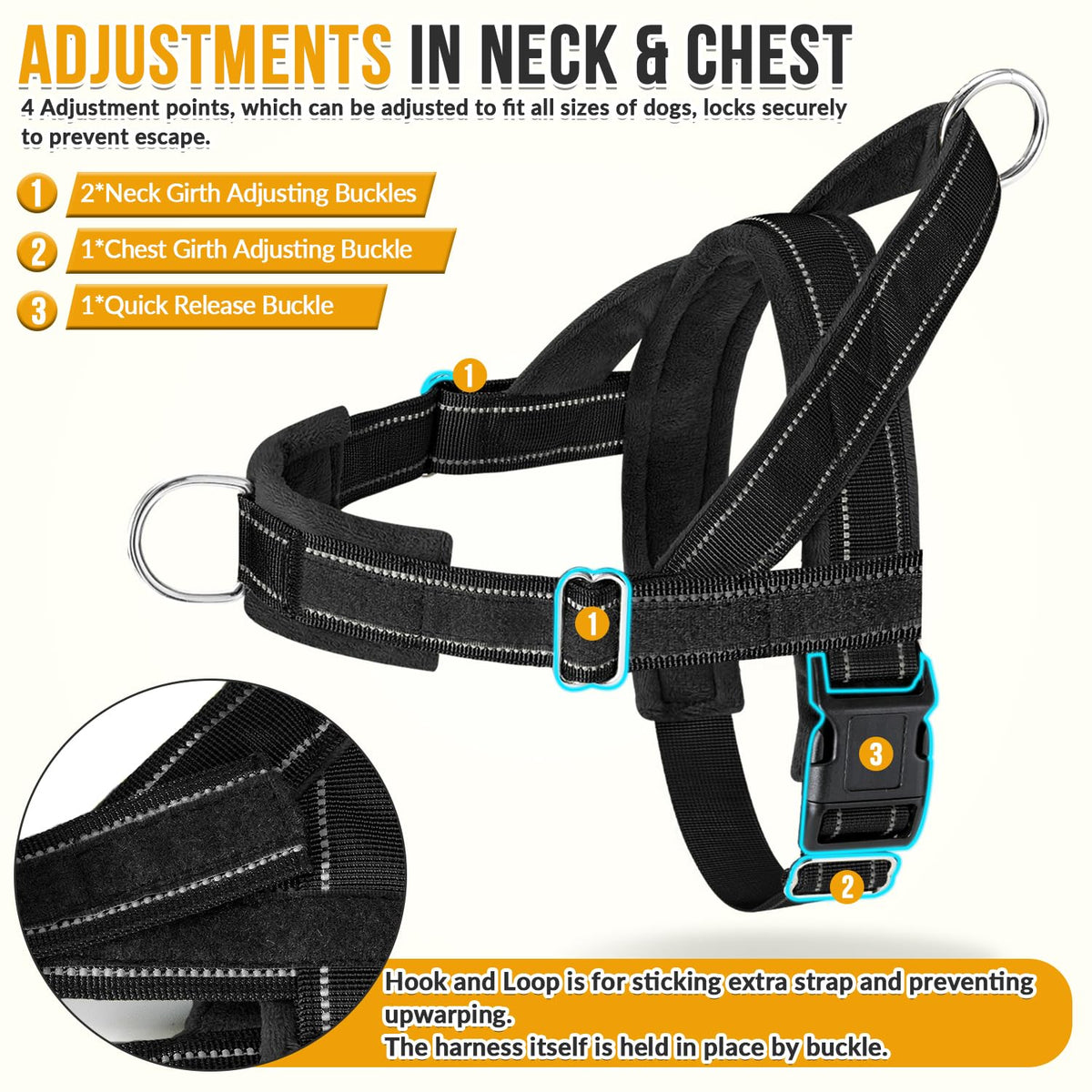 SlowTon No Pull Dog Harness and Leash Set - Heavy Duty, Soft Padded